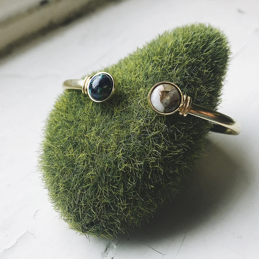 Earth and Moon Bracelet with Semi precious Natural Stones Gold