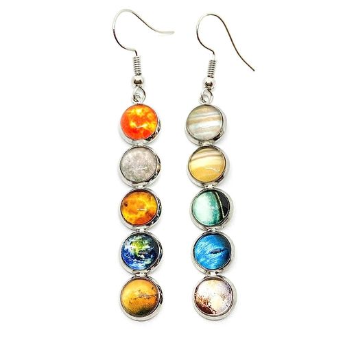 Jewelry: Earrings, Silver Solar System
