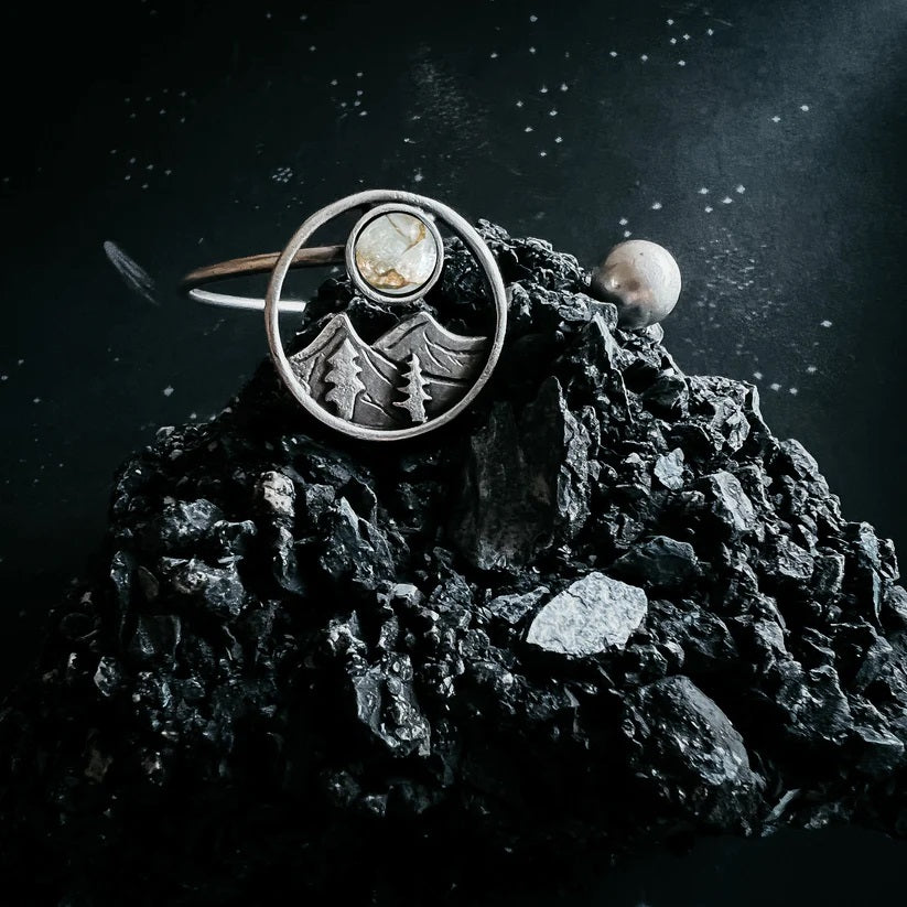 Jewelry: Landscape Cuff B/Cop Calc Moon