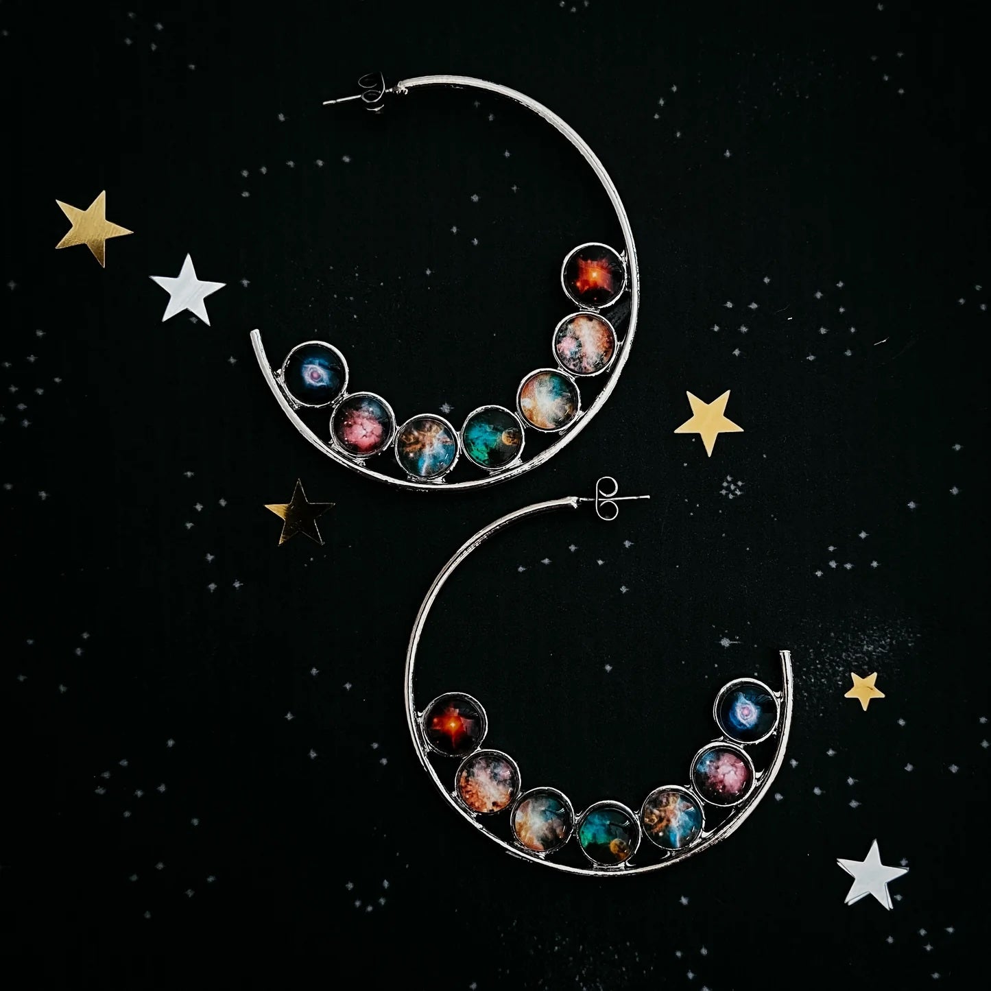 Nebula Rainbow Hoop Earrings