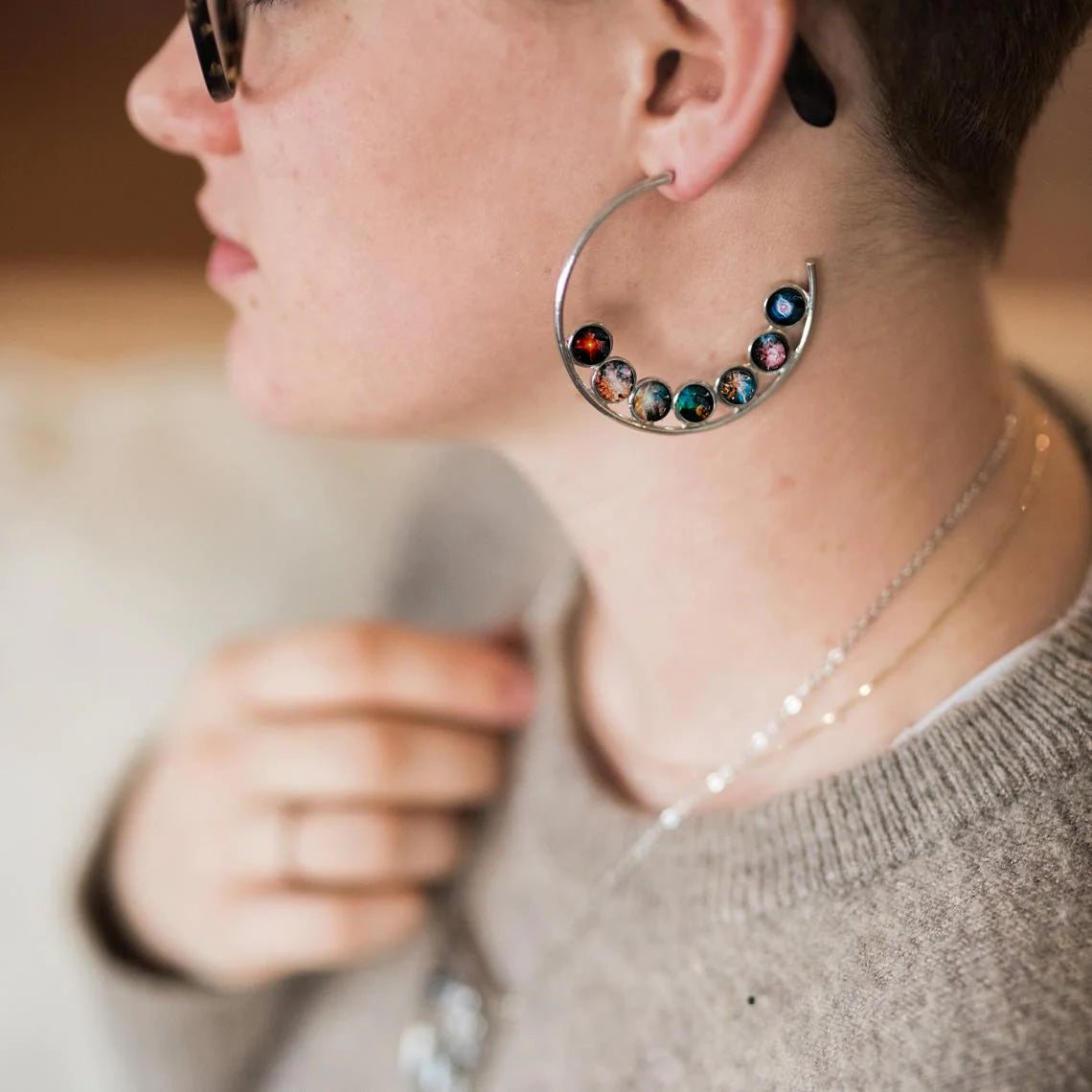 Nebula Rainbow Hoop Earrings