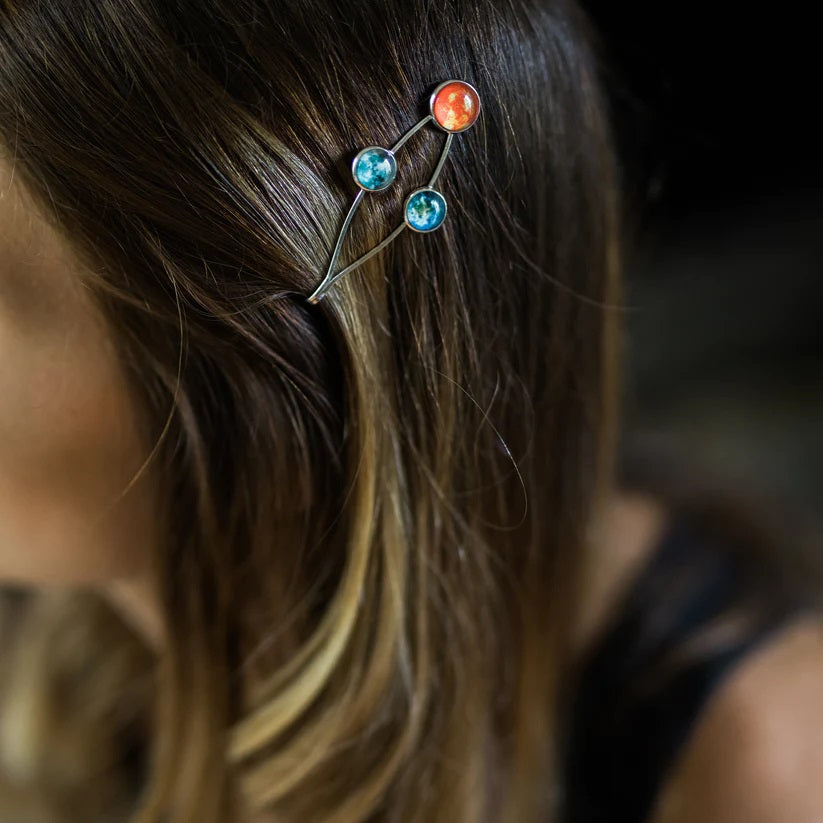 Jewelry: Hair Clip, Silver Earth, Moon and Sun