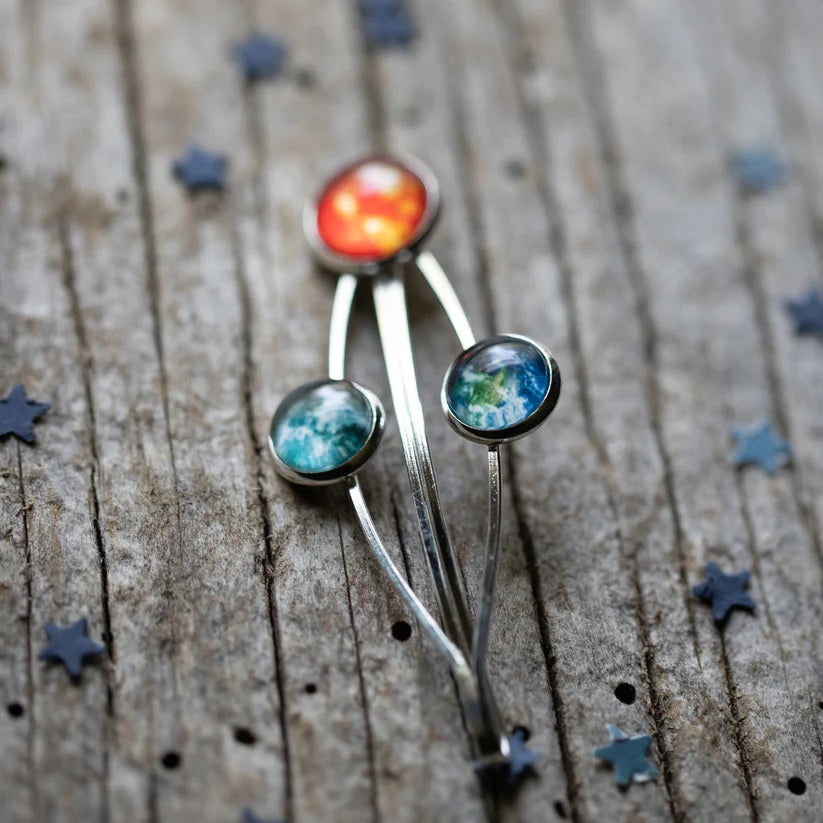 Jewelry: Hair Clip, Silver Earth, Moon and Sun
