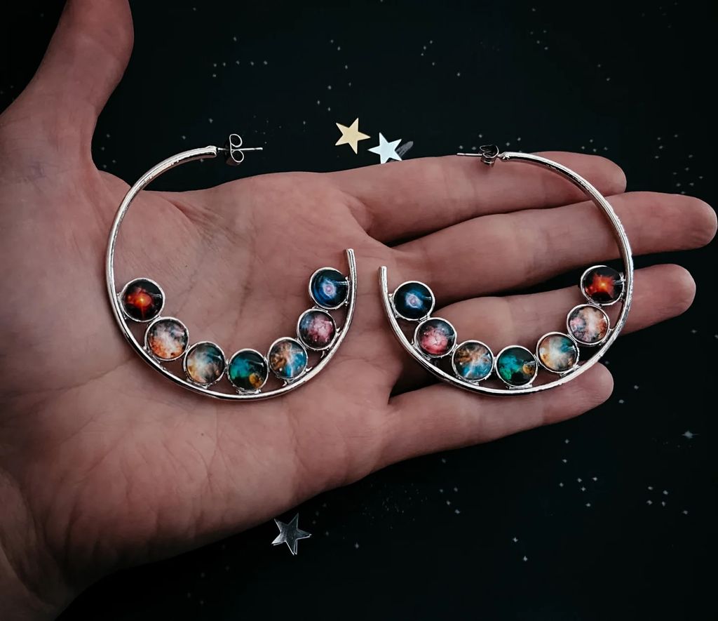 Nebula Rainbow Hoop Earrings