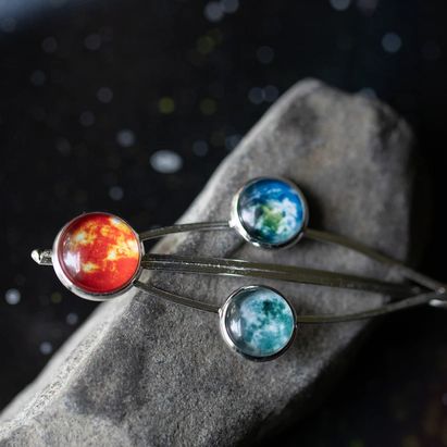 Jewelry: Hair Clip, Silver Earth, Moon and Sun