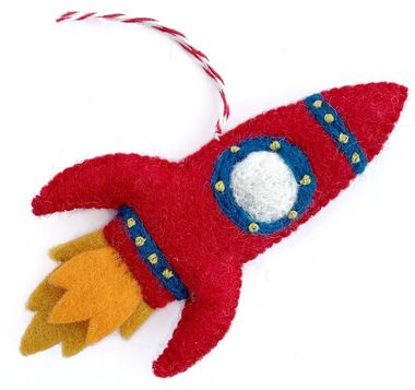 Rocket Felt Wool Xmas Orn