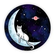 Sticker: Space Cat on Moon