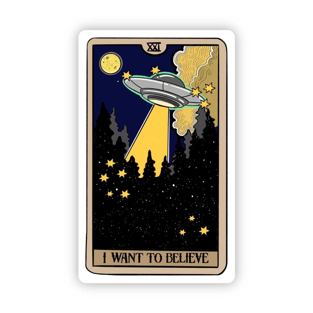 Sticker: I want to Believe UFO Tarot