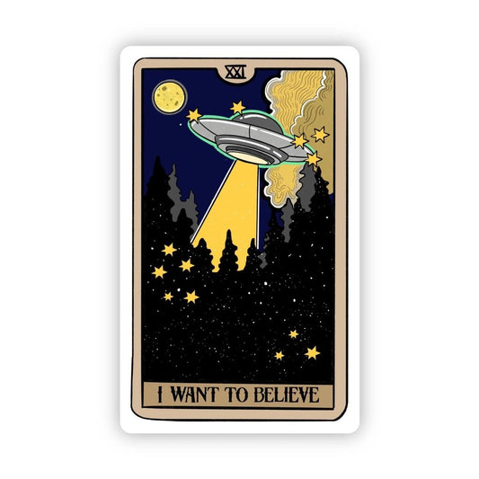 Sticker: I want to Believe UFO Tarot