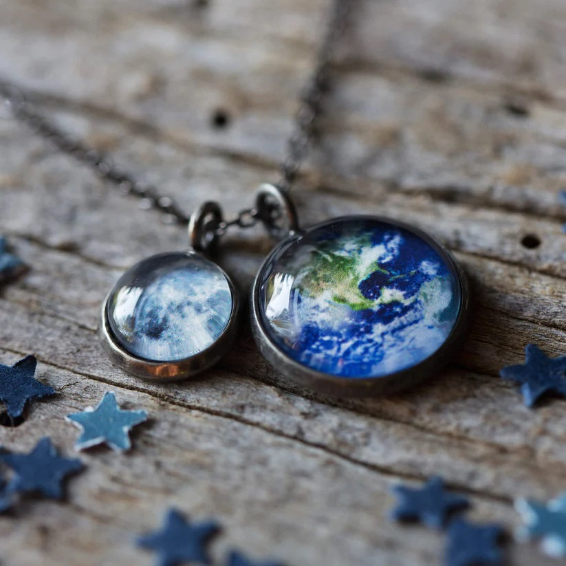 Earth and Moon Necklace Bronze