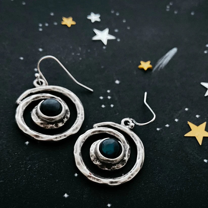 Milky Way spiral dangle Earrings with Labradorite